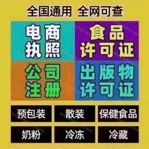 一手代办营业执照，食品许可证，出版物许可证，当天隔天下证 (1)